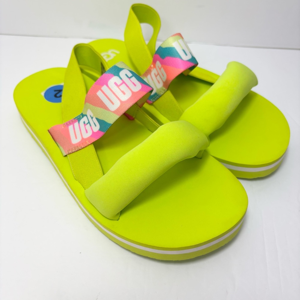 Ugg Zuma Sling  Neon green‎ sandals Kids Size 2